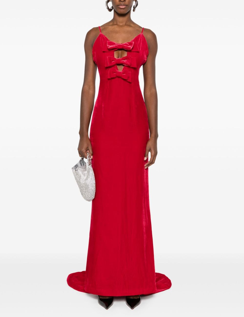 Abito da sera con fiocchi in velluto rosso Alessandra Rich - donna 