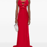 Abito da sera con fiocchi in velluto rosso Alessandra Rich - donna 