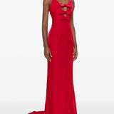 Abito da sera con fiocchi in velluto rosso Alessandra Rich - donna 