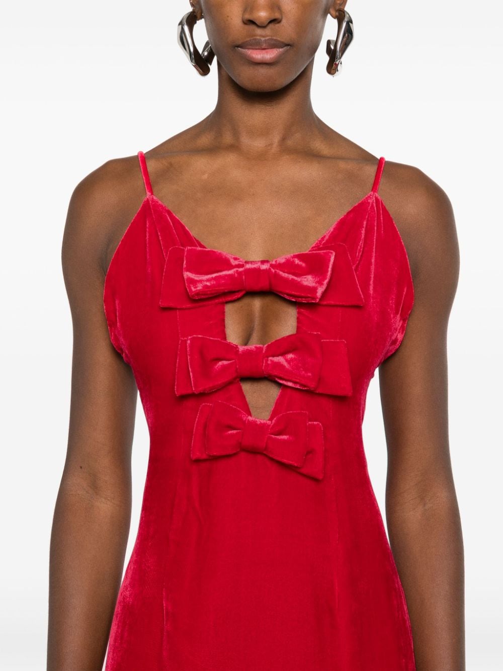 Abito da sera con fiocchi in velluto rosso Alessandra Rich - donna 