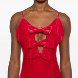 Abito da sera con fiocchi in velluto rosso Alessandra Rich - donna 
