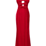Abito da sera con fiocchi in velluto rosso Alessandra Rich - donna 