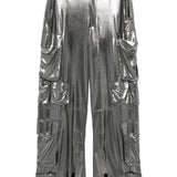 Pantaloni cargo lamé in argento Amen - donna 