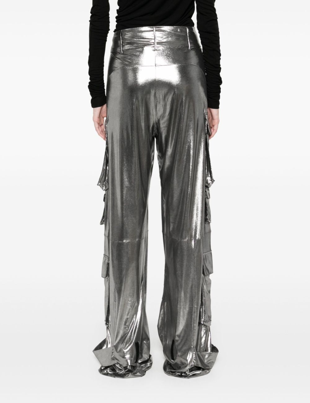 Pantaloni cargo lamé in argento Amen - donna 