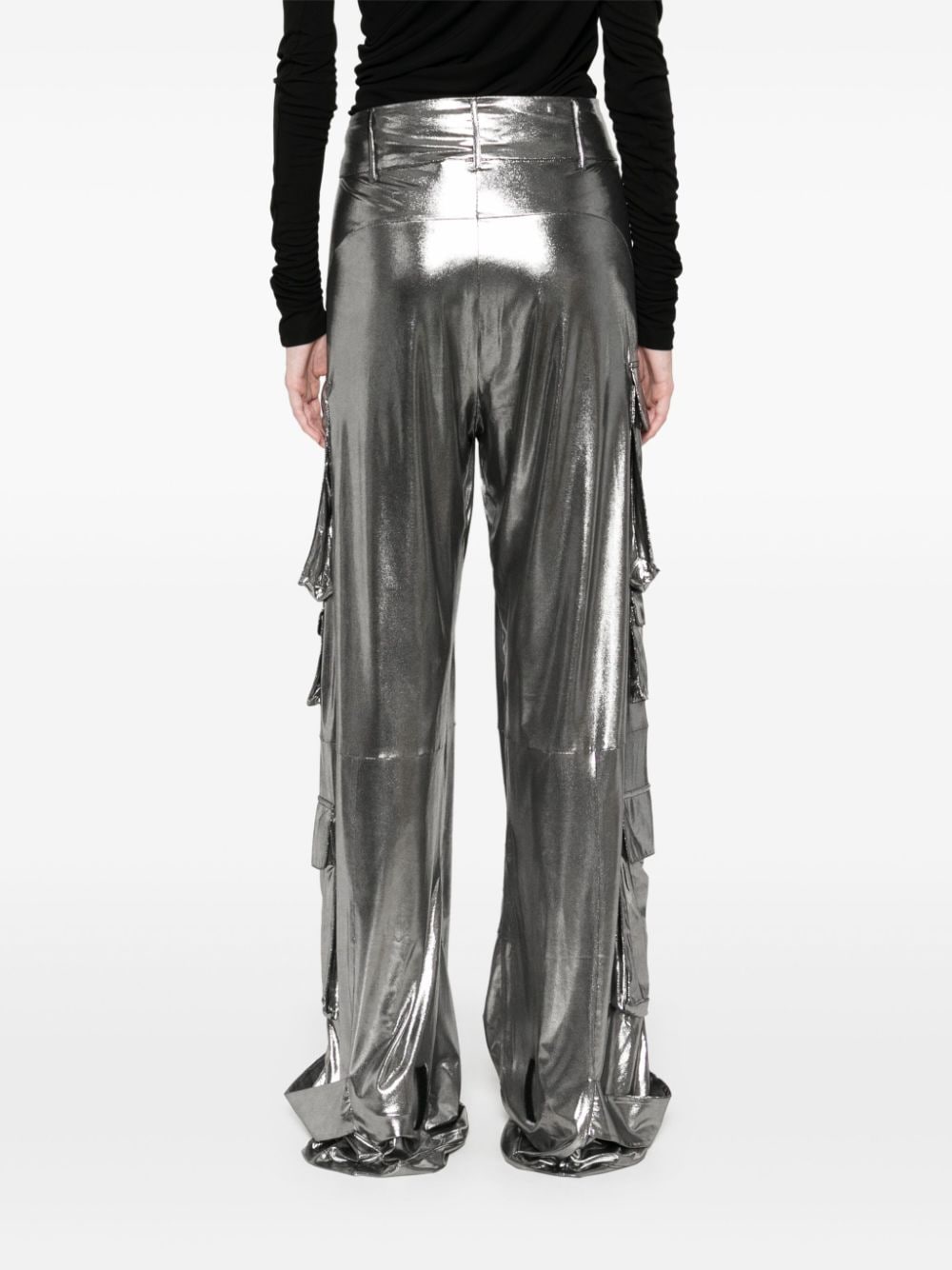 Pantaloni cargo lamé in argento Amen - donna 