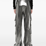 Pantaloni cargo lamé in argento Amen - donna 