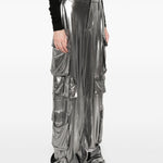 Pantaloni cargo lamé in argento Amen - donna 
