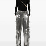 Pantaloni cargo lamé in argento Amen - donna 