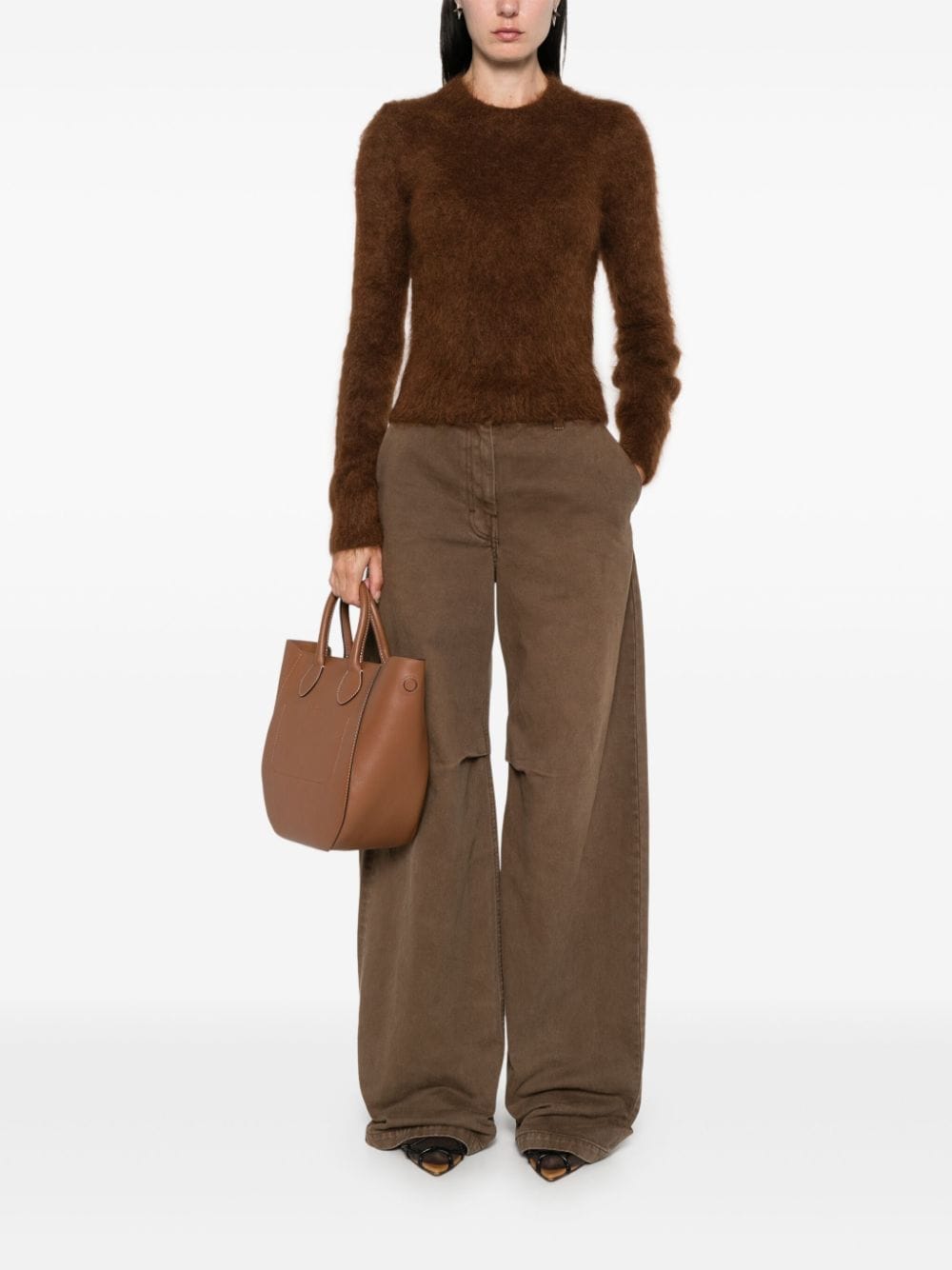 Maglione spazzolato in marrone Ami Paris - donna 