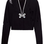 Cardigan con decorazione in cristalli in nero Area - donna 