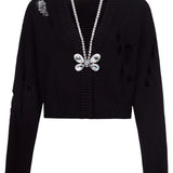 Cardigan con decorazione in cristalli in nero Area - donna 
