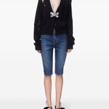 Cardigan con decorazione in cristalli in nero Area - donna 