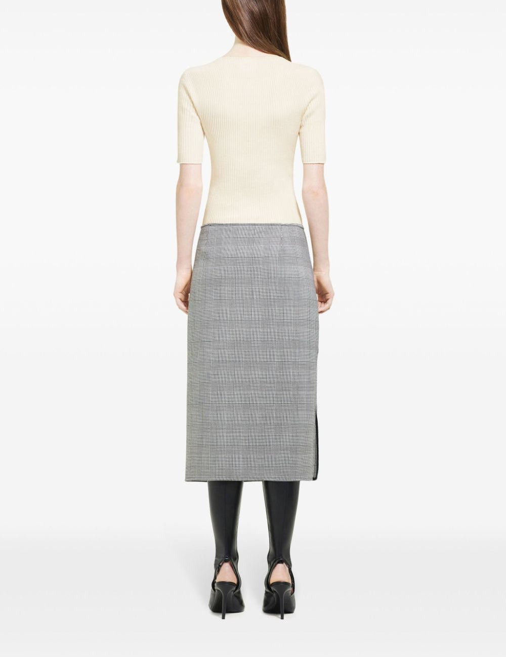 Gonna midi Principe di Galles in bianco e nero Courrèges - donna 