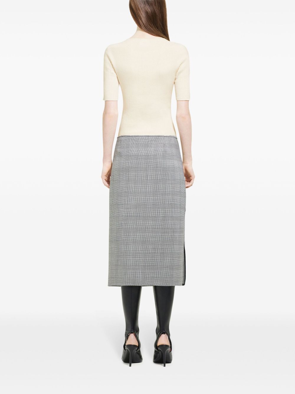 Gonna midi Principe di Galles in bianco e nero Courrèges - donna 
