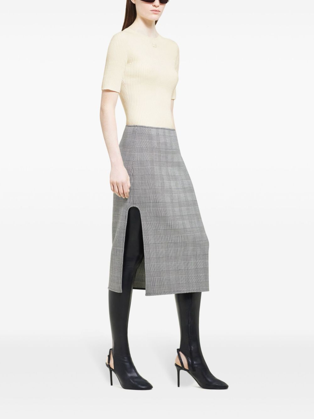 Gonna midi Principe di Galles in bianco e nero Courrèges - donna 