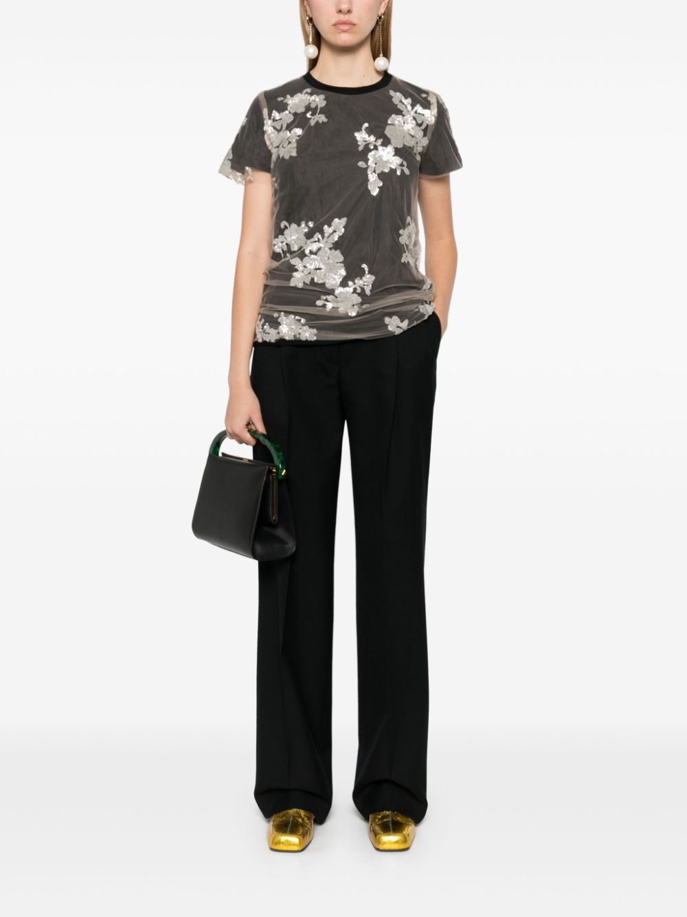 Pantaloni in misto lana portia in nero Dries van noten - donna 