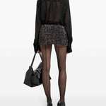 Minigonna metallizzata  in nero GCDS - donna 