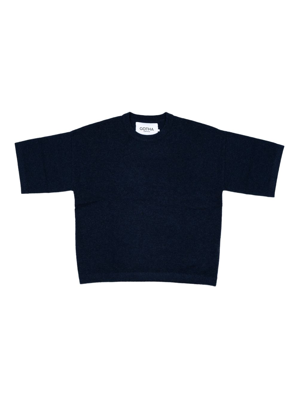 T-shirt in maglia in blu Gotha - uomo<BR/><BR/> 