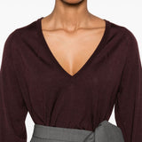 Maglione con scollo a v  in bordeaux Lanvin - donna 