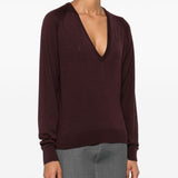 Maglione con scollo a v  in bordeaux Lanvin - donna 
