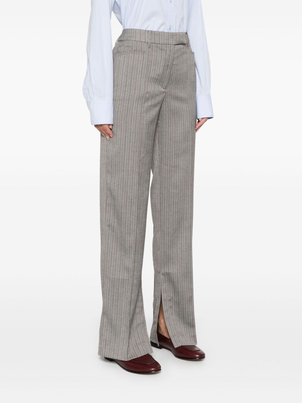 Pantaloni pied-de-poule con motivo a righe in grigio Remain - donna 