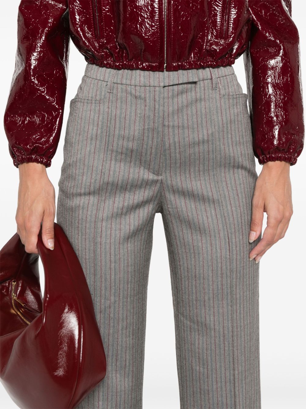 Pantaloni pied-de-poule con motivo a righe in grigio Remain - donna 