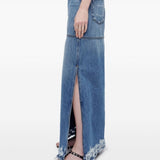 Gonna denim con vita media in blu Re/done - donna 