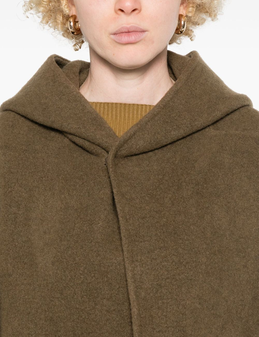 Cappotto con cappuccio in verde Rick owens - donna 