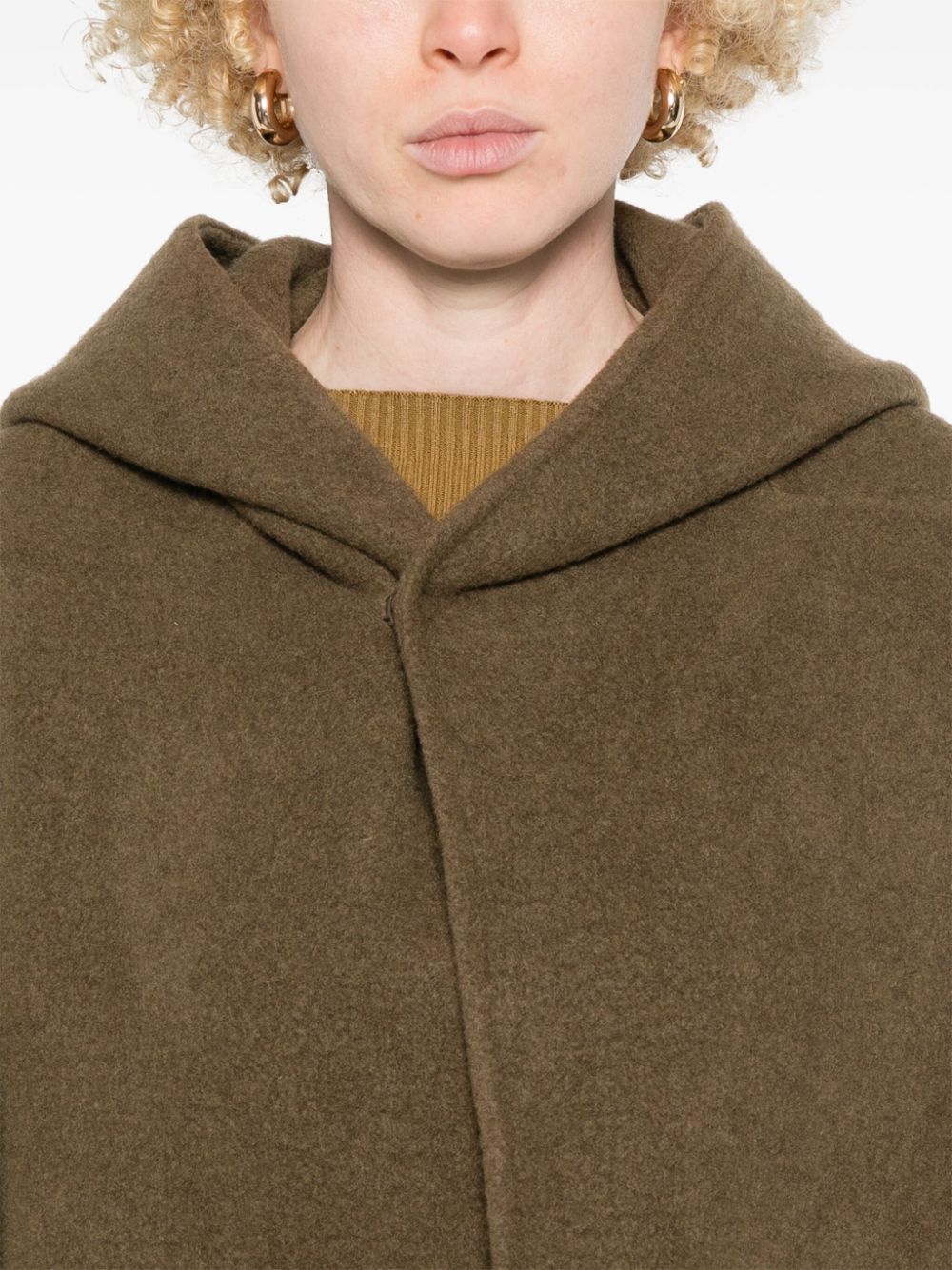 Cappotto con cappuccio in verde Rick owens - donna 
