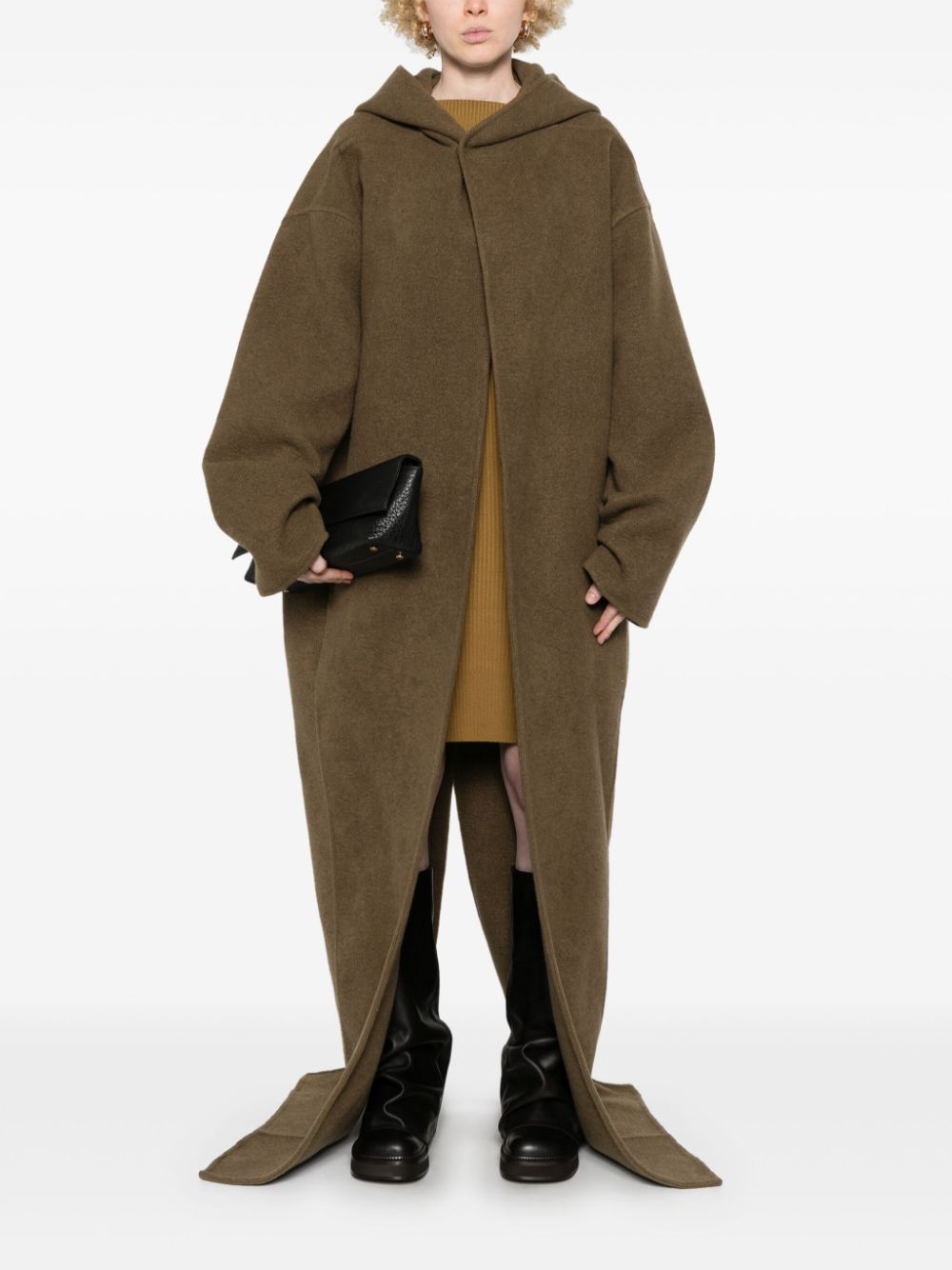 Cappotto con cappuccio in verde Rick owens - donna 