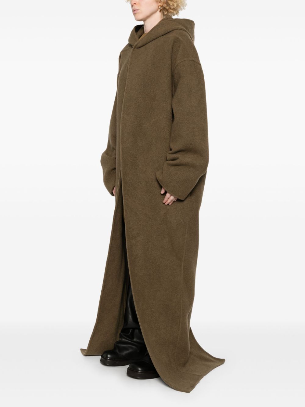 Cappotto con cappuccio in verde Rick owens - donna 