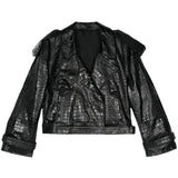 Giacca biker con effetto coccodrillo in nero Salvatore santoro - donna 