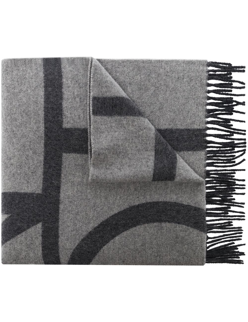 Sciarpa con stampa monogramma in grigio - donna 
