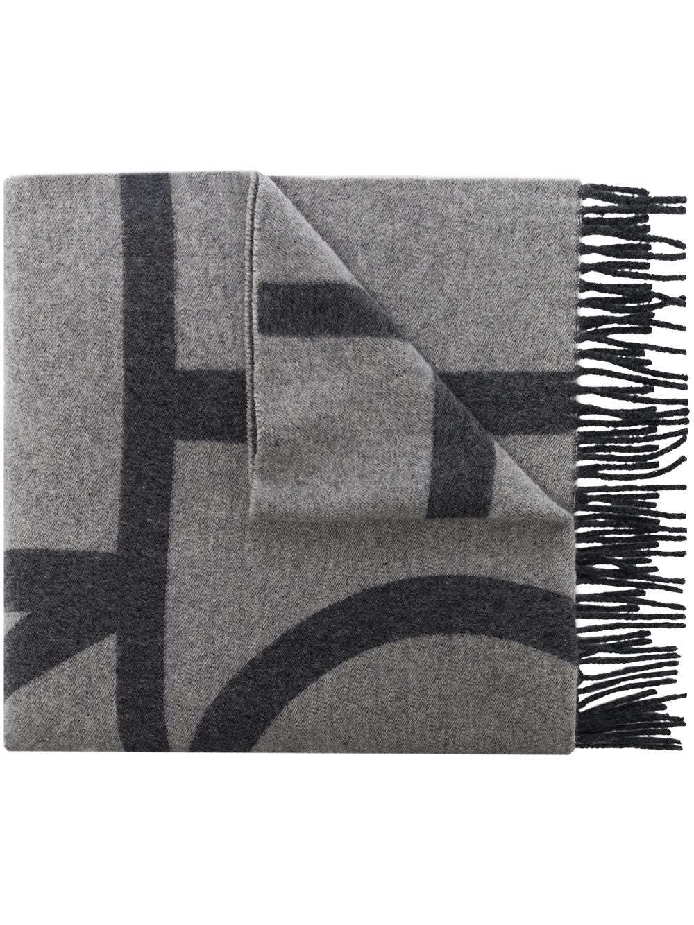 Sciarpa con stampa monogramma in grigio - donna 