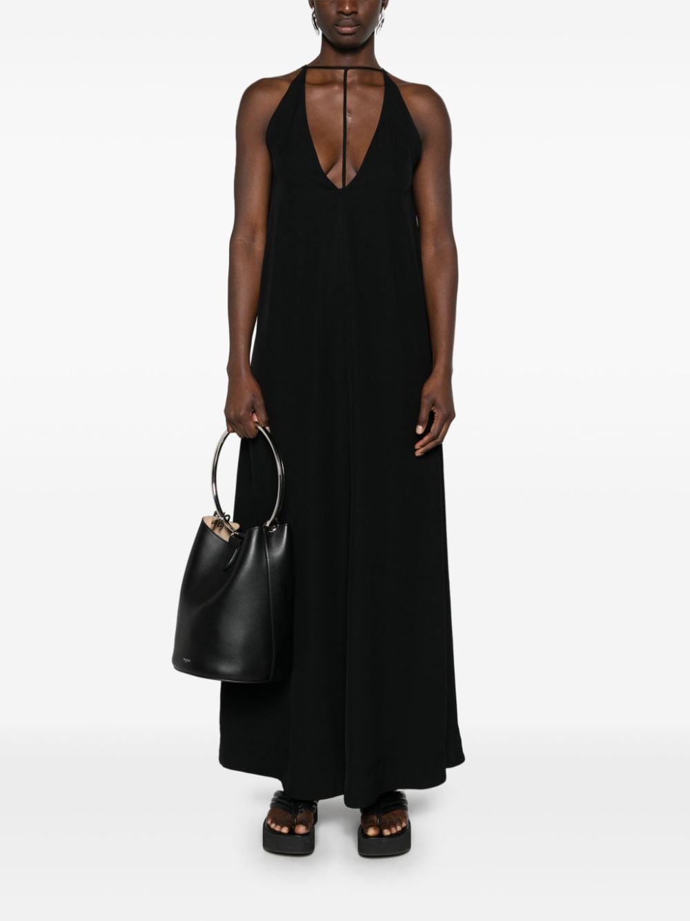 Abito maxi con scollo a V kyro in nero Toteme - donna 