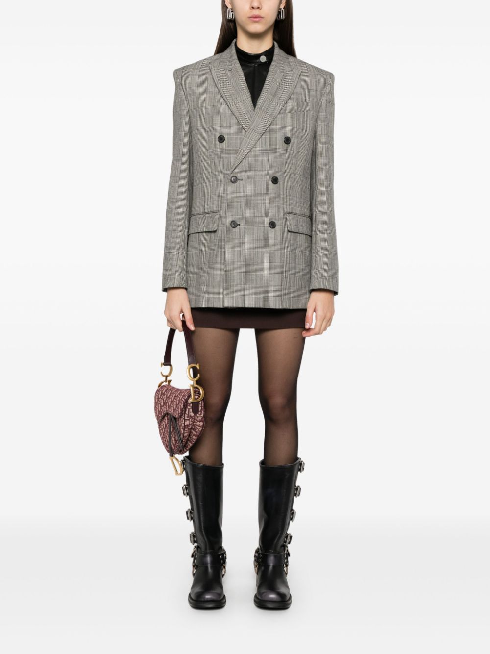 Blazer in pied-de-poule in grigio Wardrobe.Nyc - donna 