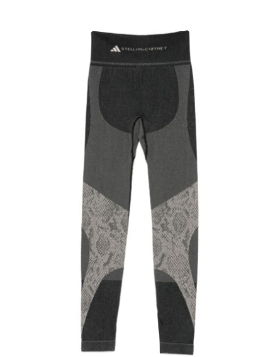 Leggingsi con stampa serpente in nero Adidas by stella mc cartney - donna 