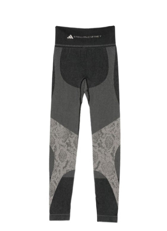 Leggingsi con stampa serpente in nero Adidas by stella mc cartney - donna 