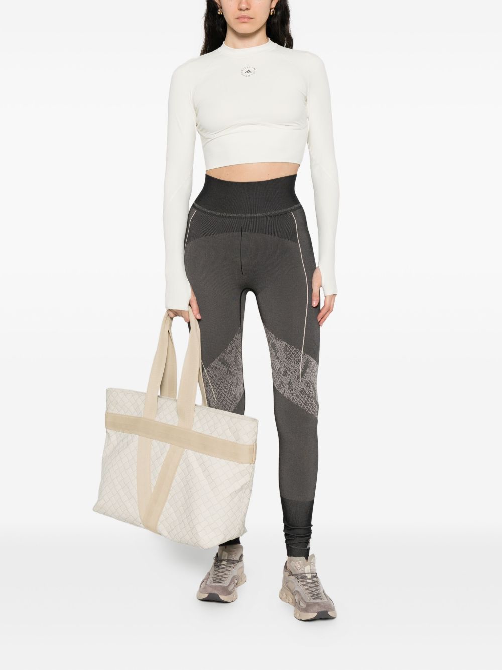 Leggingsi con stampa serpente in nero Adidas by stella mc cartney - donna 