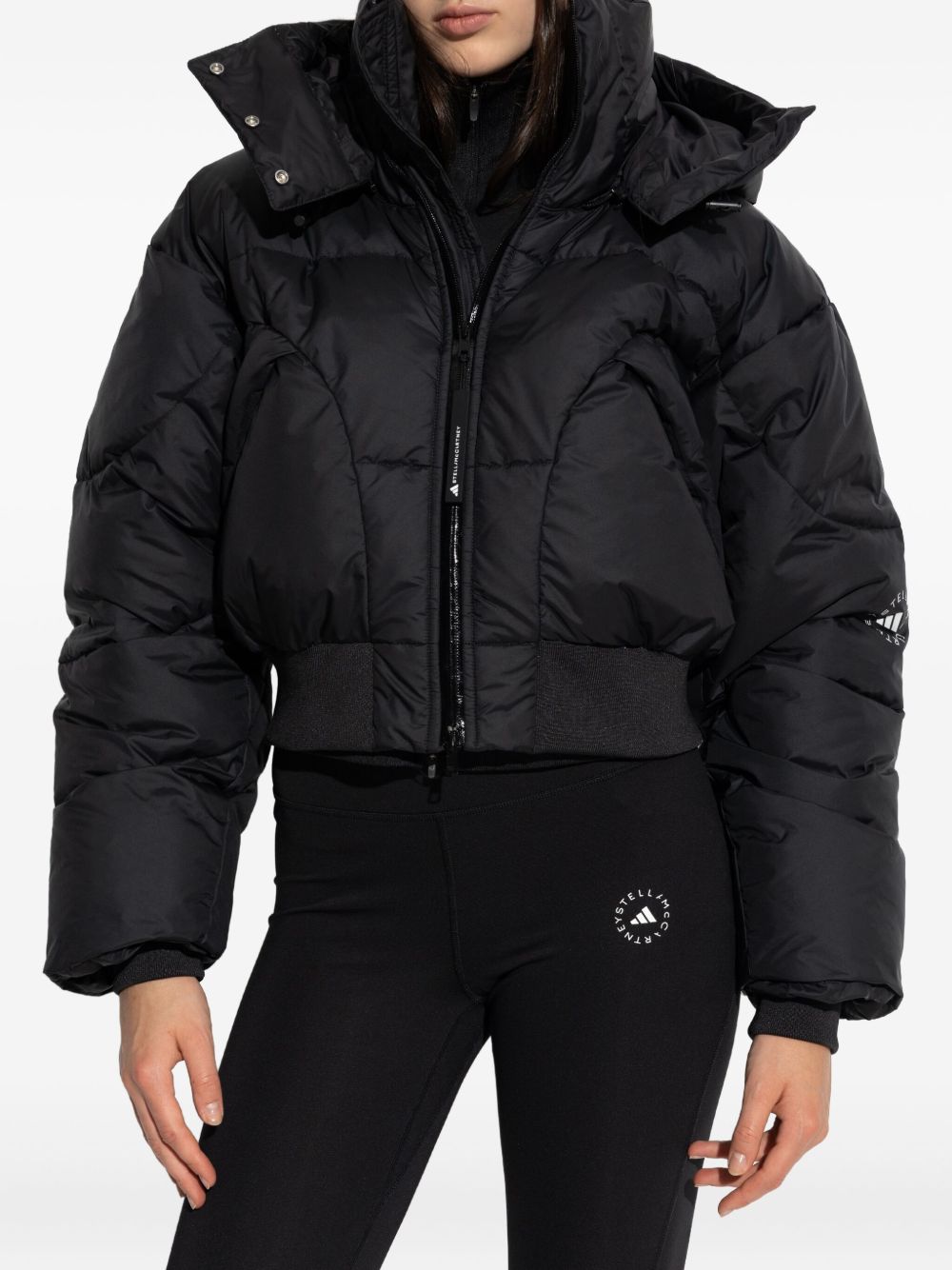 Giacca trapuntata con cappuccio in nero Adidas by stella mc cartney - donna 