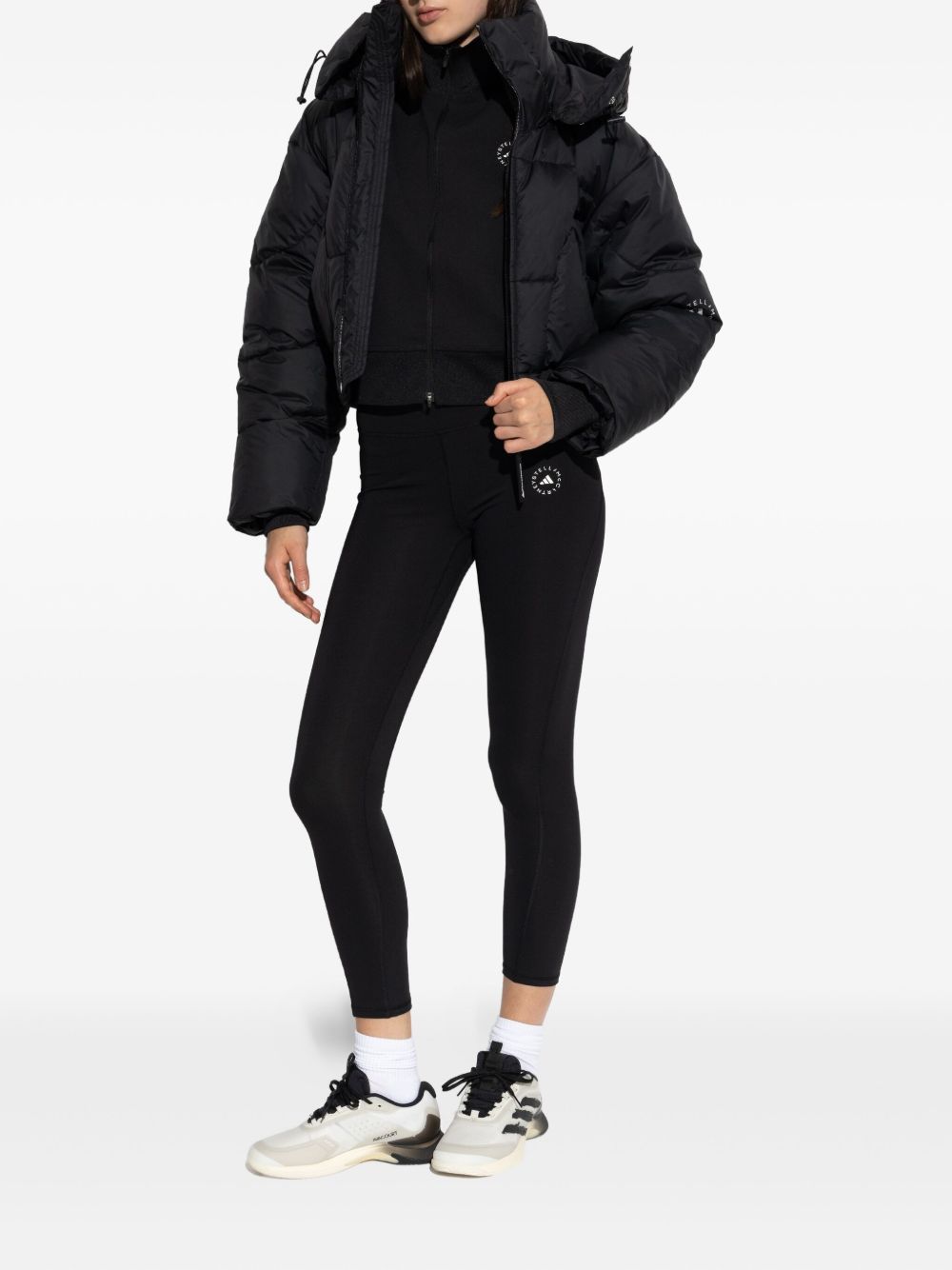 Giacca trapuntata con cappuccio in nero Adidas by stella mc cartney - donna 