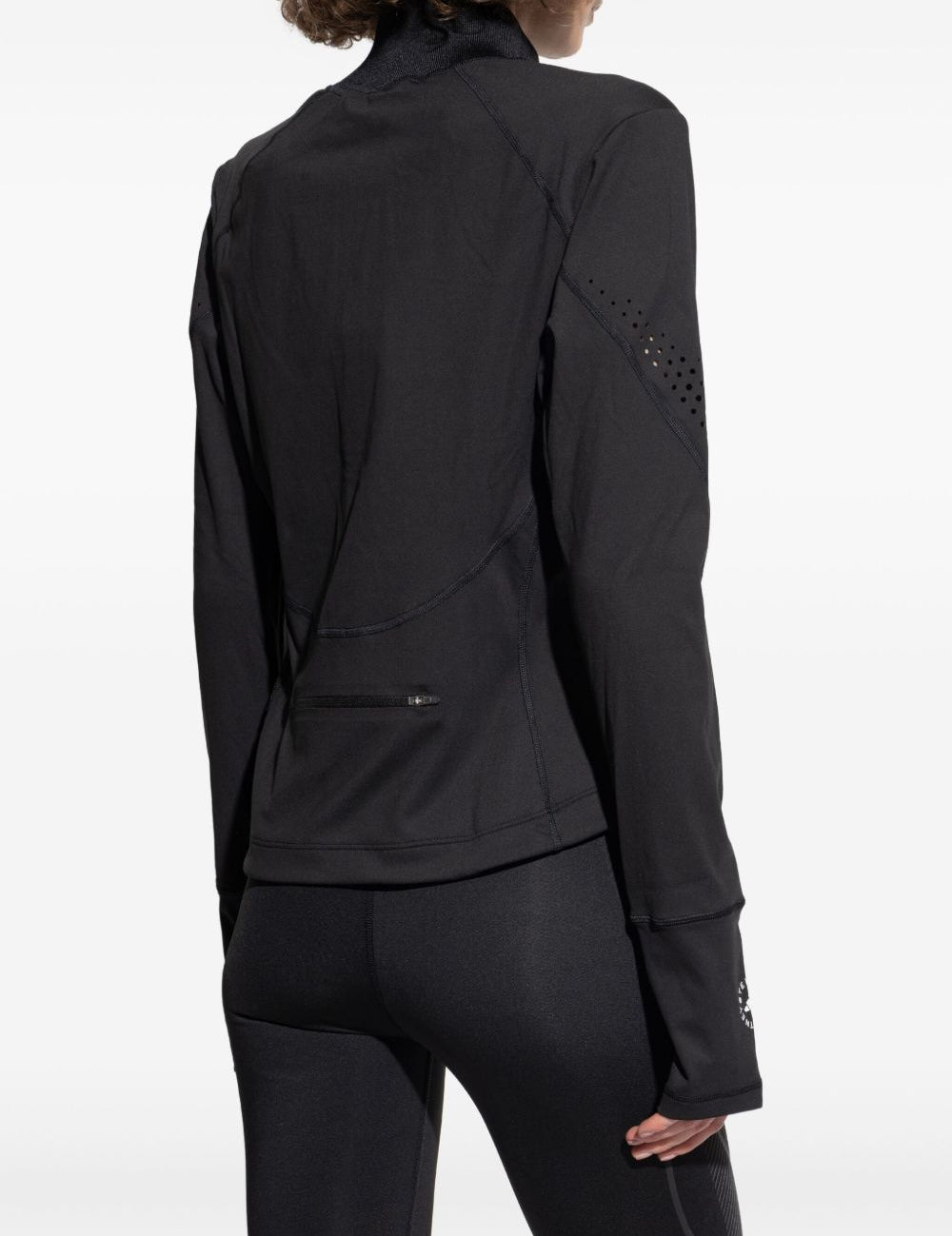 Giacca con zip a collo alto in nero Adidas by stella mc cartney - donna 