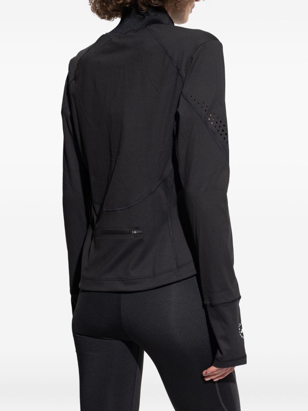 Giacca con zip a collo alto in nero Adidas by stella mc cartney - donna 
