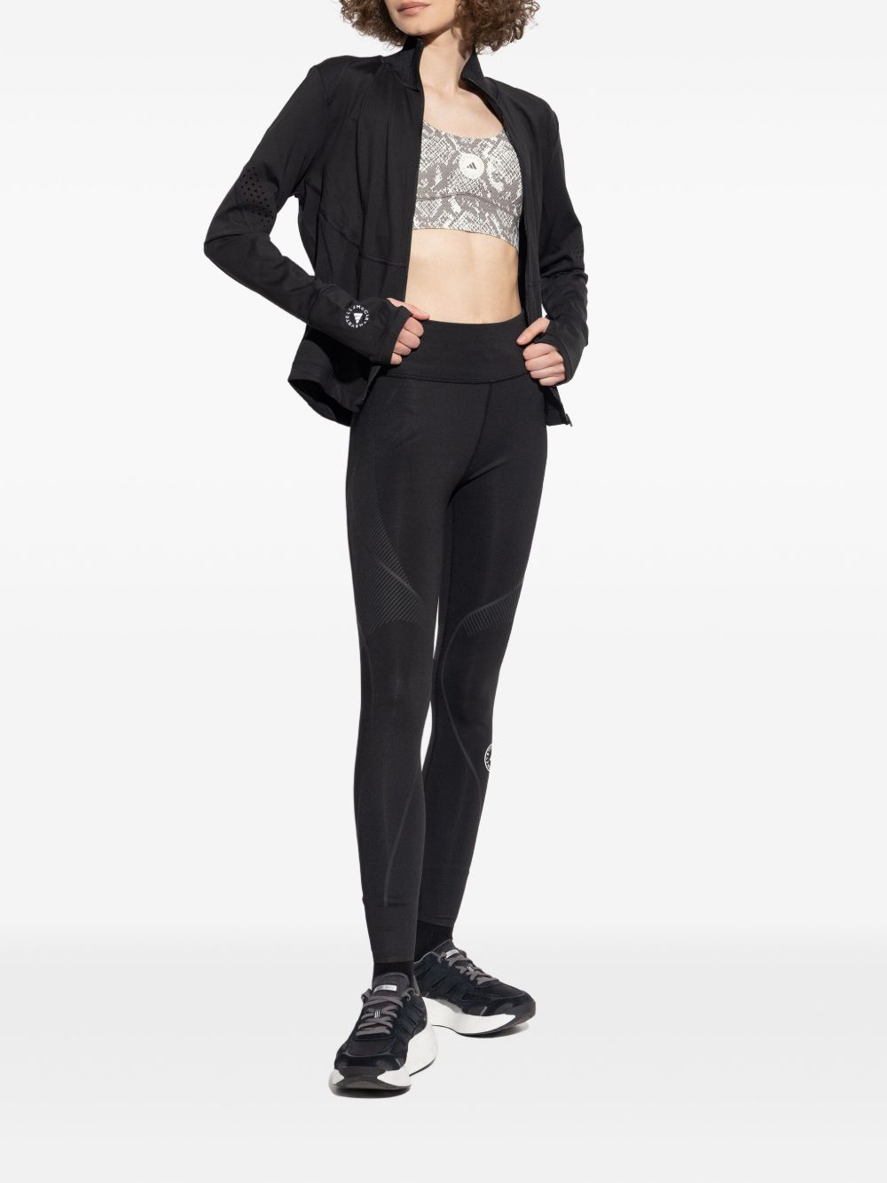 Giacca con zip a collo alto in nero Adidas by stella mc cartney - donna 