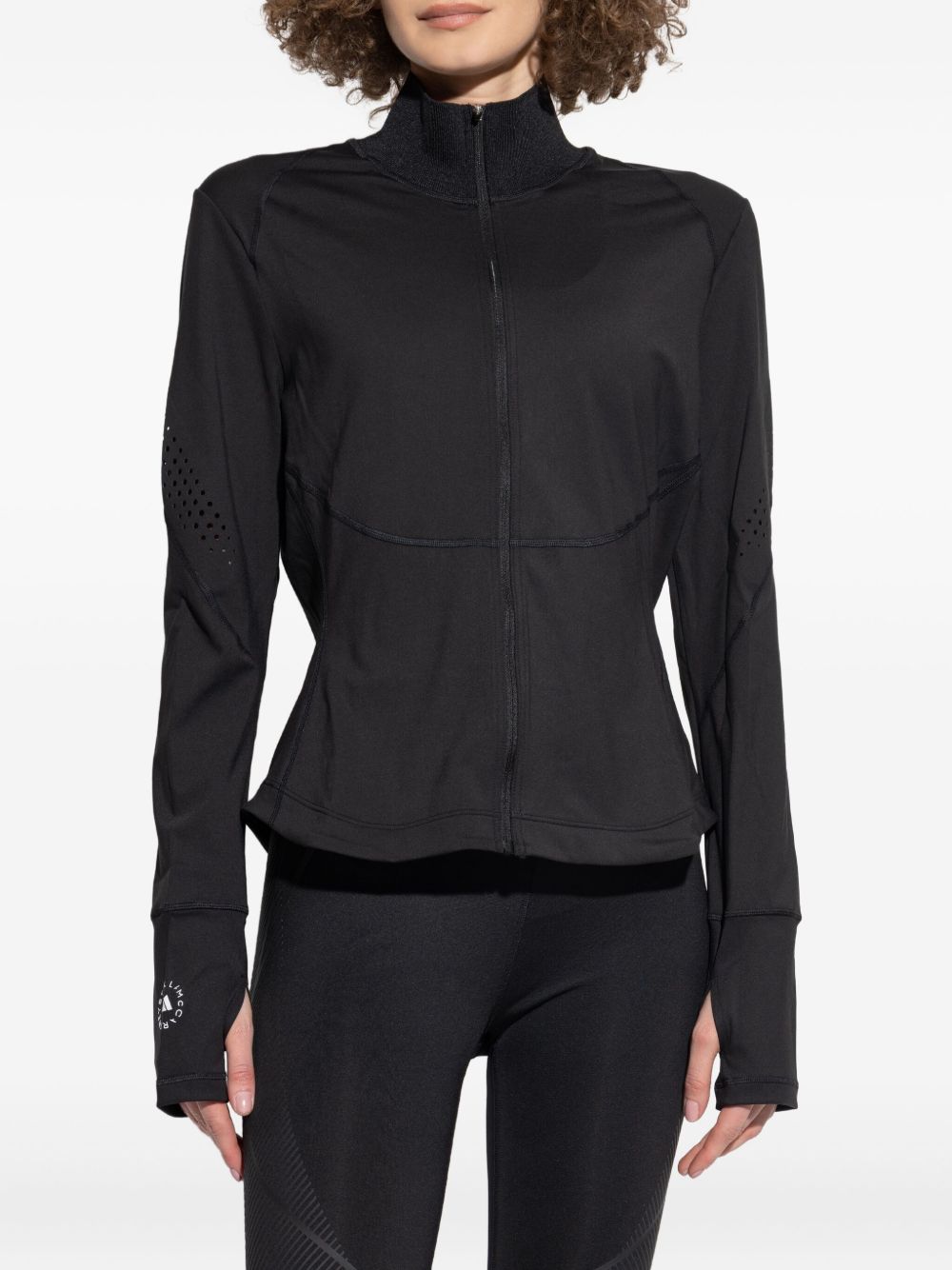 Giacca con zip a collo alto in nero Adidas by stella mc cartney - donna 