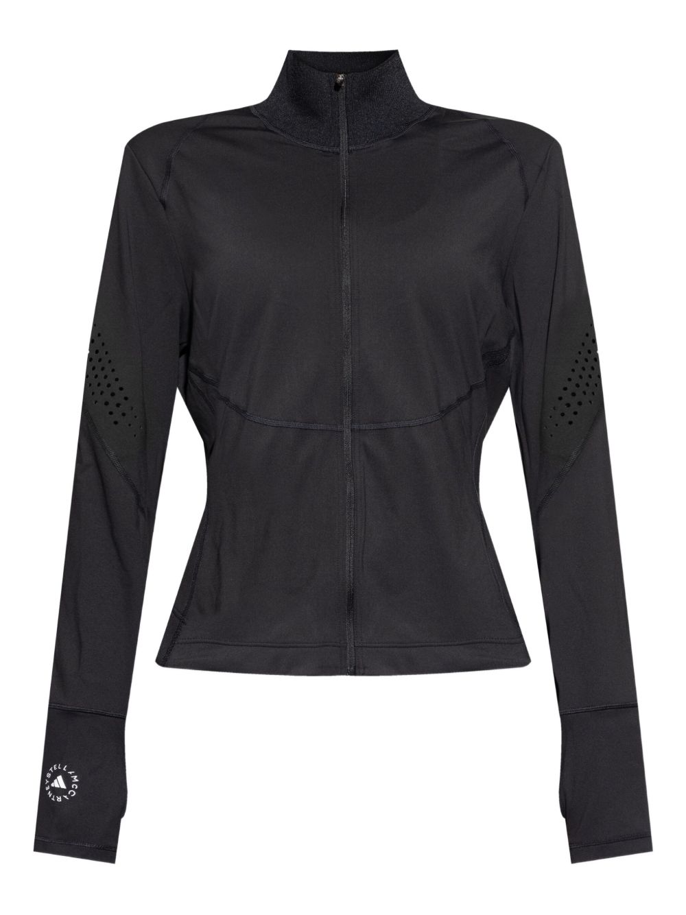 Giacca con zip a collo alto in nero Adidas by stella mc cartney - donna 