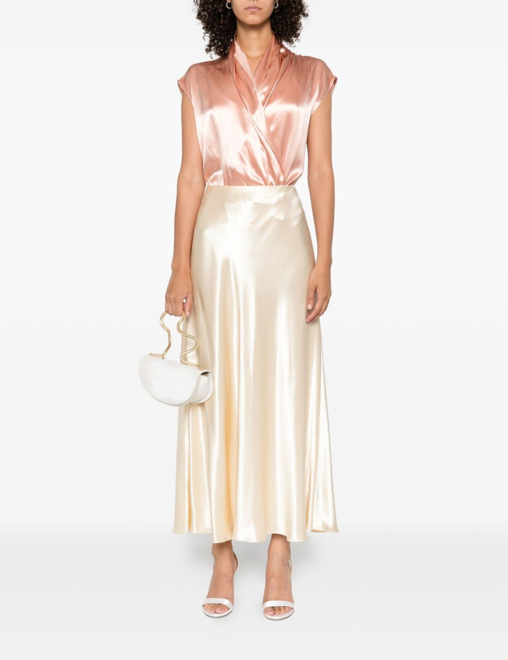 Gonna midi in raso avorio Alberta Ferretti - donna 