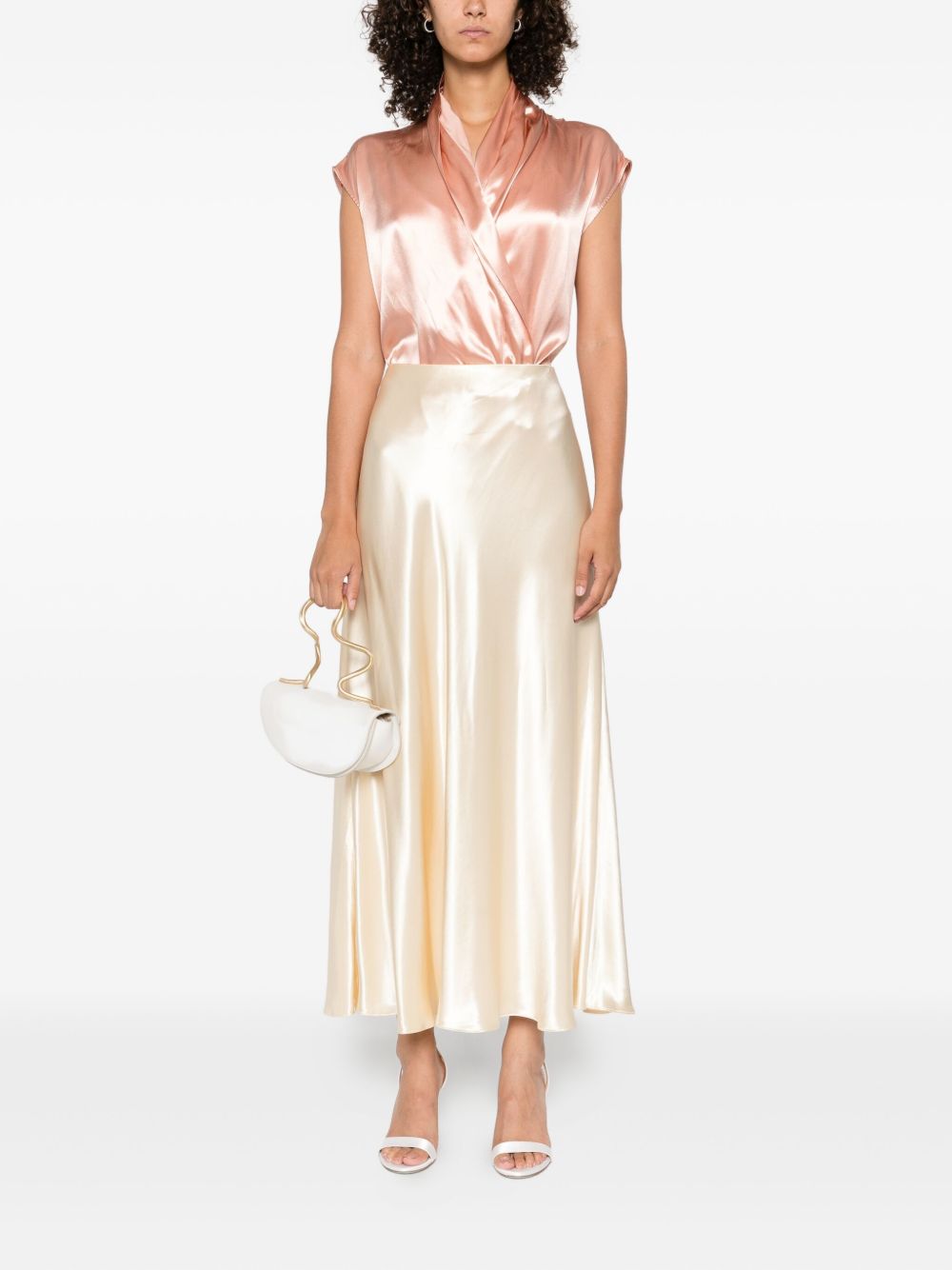 Gonna midi in raso avorio Alberta Ferretti - donna 