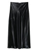 Alberta Ferretti Black Satin Midi Skirt - Women's