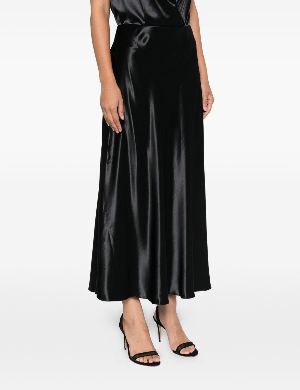 Gonna midi in raso nero Alberta Ferretti - donna 